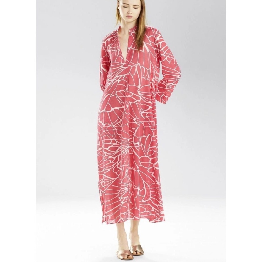 NATORI Abstract Butterfly Caftan Swim Cover-Up Large Beach Resort Summer NWT